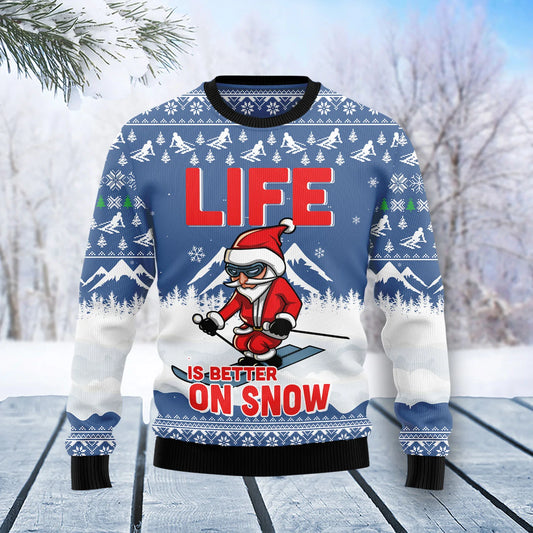Skiing Life Is Better On Snow Ugly Christmas Sweater, Christmas Gift,Gift Christmas 2024