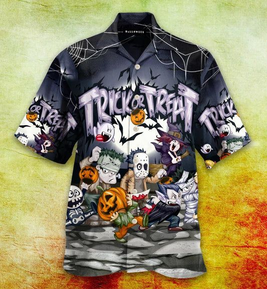 Trick Or Treat Funny Ghost Zombie With Pumpkin Lanterns Hawaiian Shirt, Hawaiian Shirt Gift, Christmas Gift