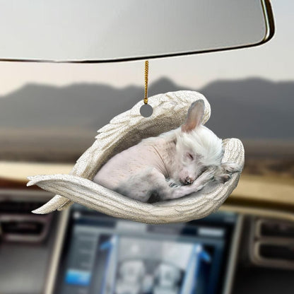 Chinese Crested Dog Sleeping Angel Ornament, Christmas Gift, Christmas Decoration
