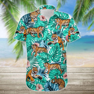 Wild Tiger Tropical Jungle Design Hawaiian Shirt, Hwaiian For Gift