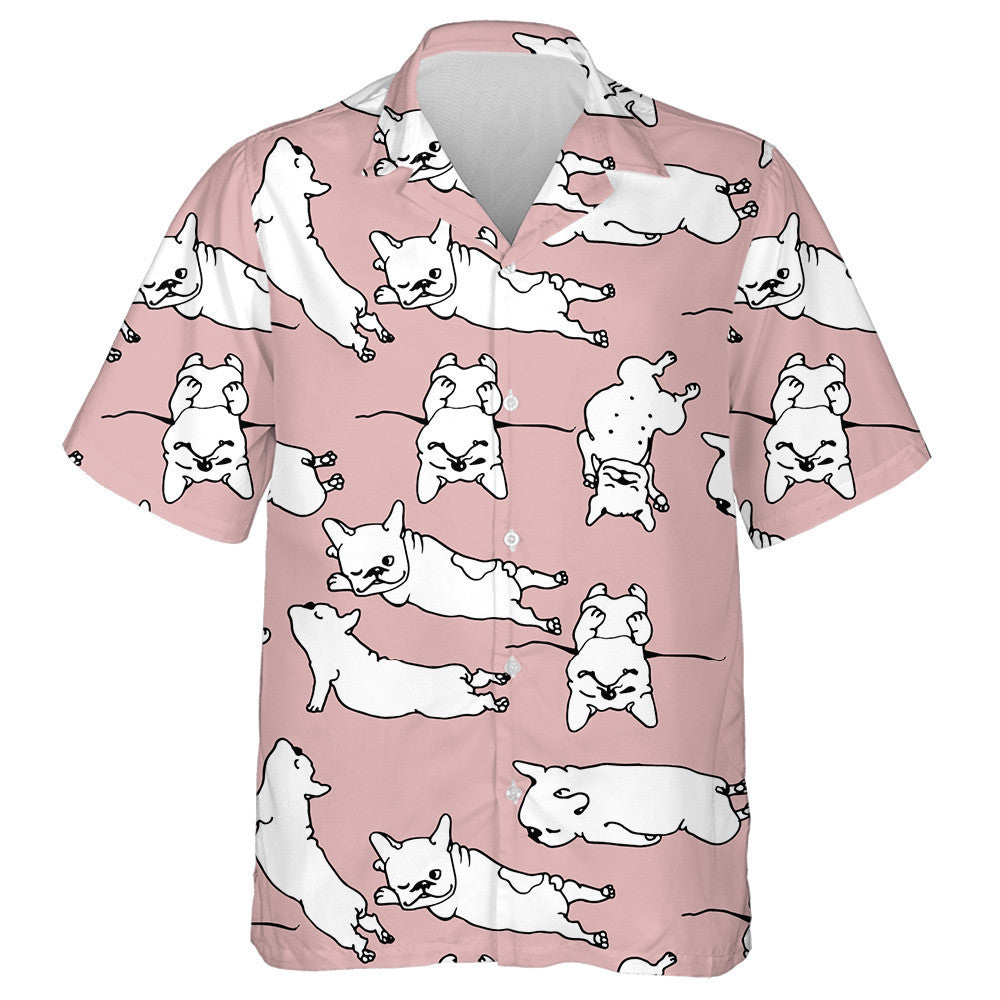 Cartoon Happy French Bulldog On Pink Hawaiian Shirt, Hawaiian For Gift