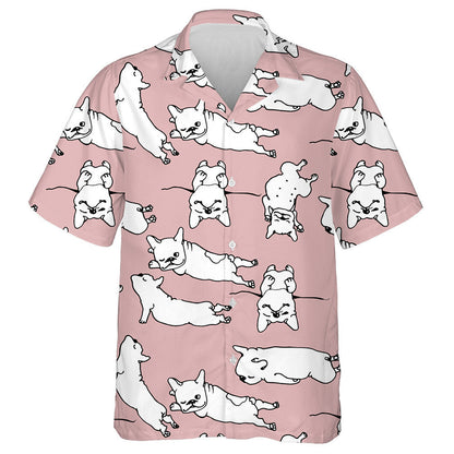 Cartoon Happy French Bulldog On Pink Hawaiian Shirt, Hawaiian For Gift