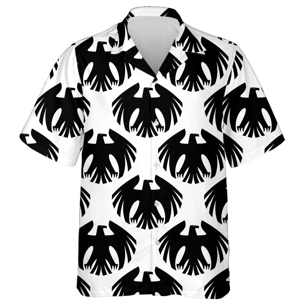 Black Eagles With Raised Wings And Turned Head Hawaiian Shirt, Hawaiian Shirt Gift, Christmas Gift