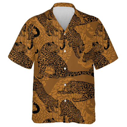 Hand Drawn Wild Leopard In Vintage Style Hawaiian Shirt, Hawaiian Shirt Gift, Christmas Gift