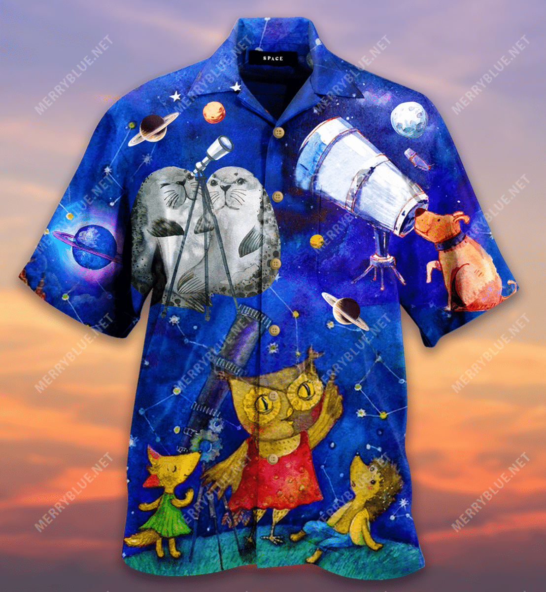 Through The Space Hawaiian Aloha Shirt Hawaiian Shorts Beach Short Sleeve, Hawaiian Shirt Gift, Christmas Gift