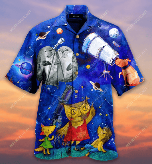 Through The Space Hawaiian Aloha Shirt Hawaiian Shorts Beach Short Sleeve, Hawaiian Shirt Gift, Christmas Gift