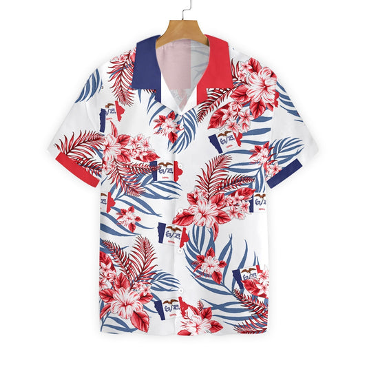 Iowa Proud Pattern With Leaves And Pink Flowers Design Hawaiian Shirt, Hawaiian Shirt Gift, Christmas Gift