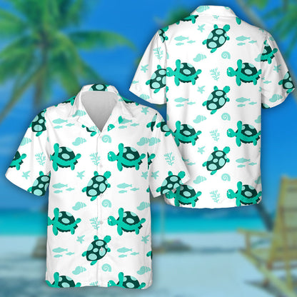 Ornament Silhouette Of Turtle With Seaweed Hawaiian Shirt,Hawaiian Shirt Gift, Christmas Gift