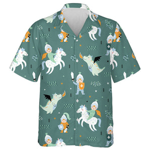 Baby Knight With Dragon And Horses Hawaiian Shirt, Hawaiian For Gift