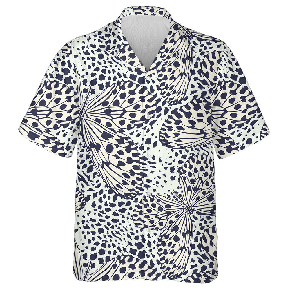 Butterfly On Leopard Trendy Animal Motif Hawaiian Shirt, Hawaiian For Gift