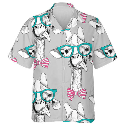 Hand Drawn Giraffe Stick Out The Tongue Pattern Hawaiian Shirt, Hawaiian Shirt Gift, Christmas Gift