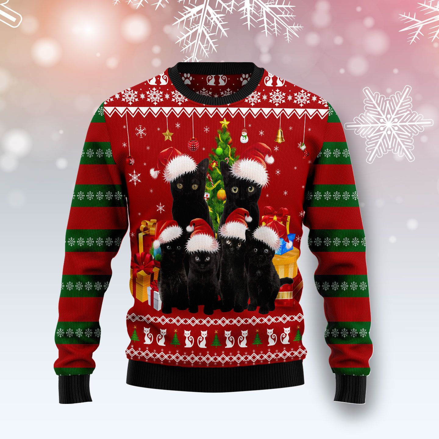 Black Cat Family Christmas Ugly Christmas Sweater, Christmas Ugly Sweater,Christmas Gift,Gift Christmas 2022