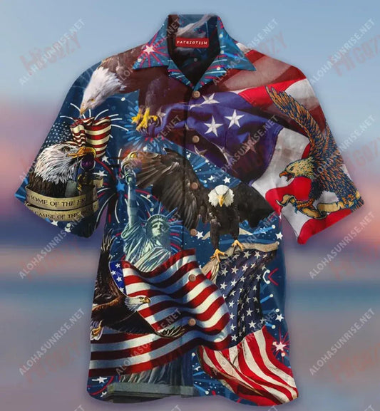 American Patriotic Eagle Short Short Sleeve Shirt Ocean Hawaiian T Shirts Best Hawaiian Shirts Hawaiian Shirt Pattern, Hawaiian Shirt Gift, Christmas Gift