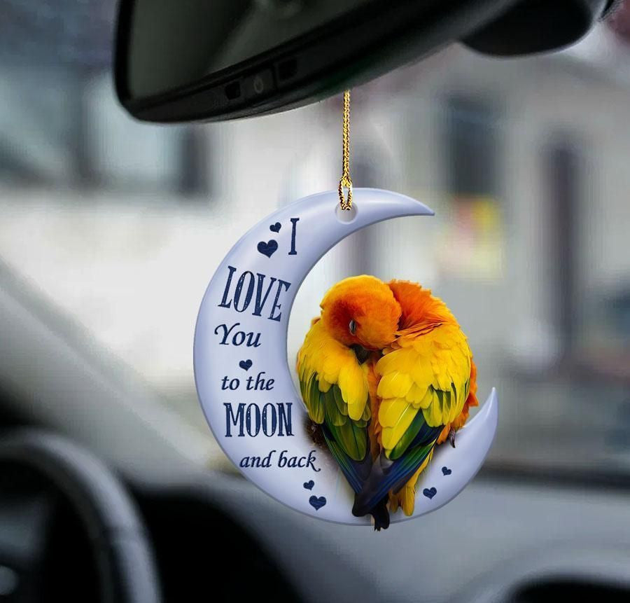 Conure Moon and Back 2 sides Ornament, Christmas Gift, Christmas Decoration
