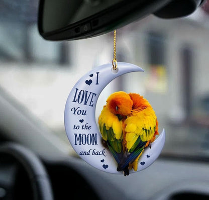 Conure Moon and Back 2 sides Ornament, Christmas Gift, Christmas Decoration