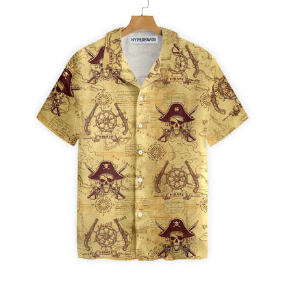 Special Skull Pirates Of The Ancient Sea Map Hawaiian Shirt, Hawaiian Shirt Gift, Christmas Gift