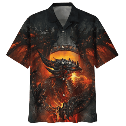 Fire Dragon Tattoo Background Hawaiian Shirt,Hawaiian Shirt Gift, Christmas Gift