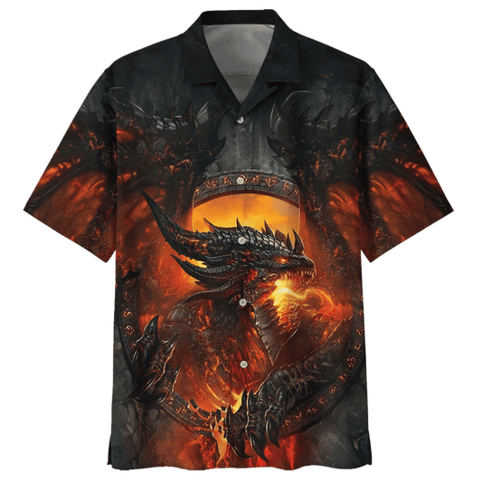 Fire Dragon Tattoo Background Hawaiian Shirt,Hawaiian Shirt Gift, Christmas Gift