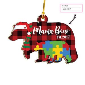 Autism Mama Bear Custom Ornament, Christmas Ornament Gift, Christmas Gift, Christmas Decoration