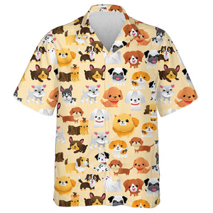 A Cartoon Of Various Super Cute Dog Background Hawaiian Shirt, Hawaiian Shirt Gift, Christmas Gift