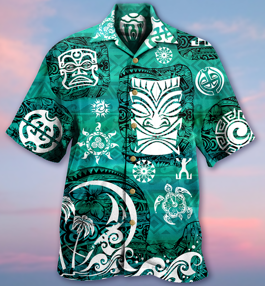 Tiki Love Turtle Geen - Hawaiian Shirt, Hawaiian Shirt Gift, Christmas Gift