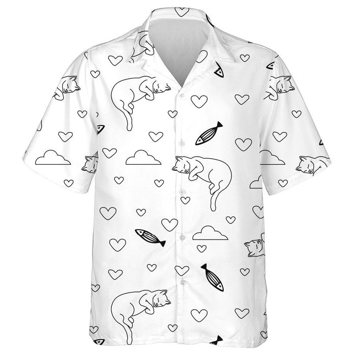 The Image Of Cats Fish And Hearts Hawaiian Shirt,Hawaiian Shirt Gift, Christmas Gift