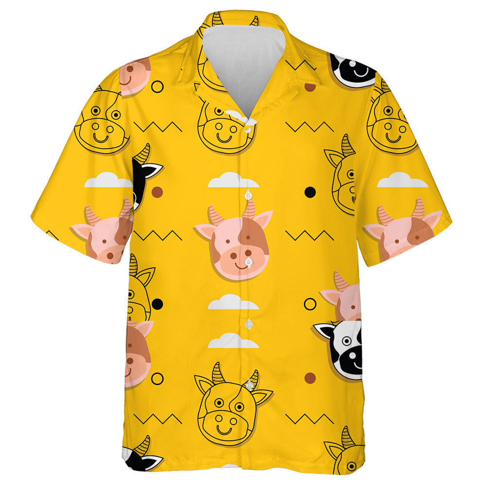 Cartoon Art Cow Dot And Zigzag Line Hawaiian Shirt, Hawaiian Shirt Gift, Christmas Gift