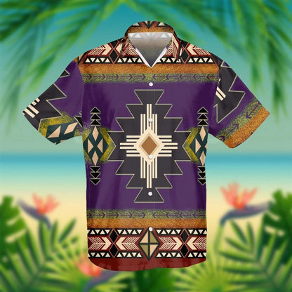 Native American Hawaiian Shirt Various Geometric Pattern Purple Theme, Hawaiian Shirt Gift, Christmas Gift