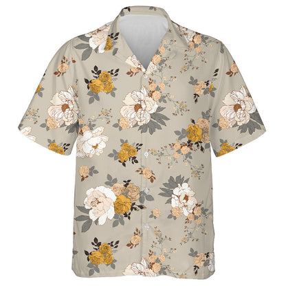 Bouquet Of Peonies And Roses Vintage Style Design Hawaiian Shirt, Hawaiian Shirt Gift, Christmas Gift