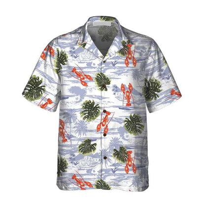 Tropical Pattern And Lobster Monstera Leaves Pattern Hawaiian Shirt, Hawaiian Shirt Gift, Christmas Gift