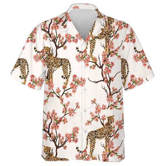 Beautiful Tropical With Coconut Palm Trees And Leopard Hawaiian Shirt, Hawaiian Shirt Gift, Christmas Gift