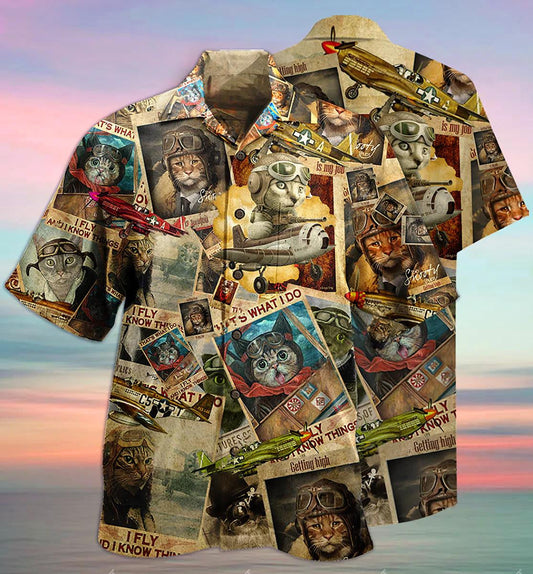 Cute Cats Amazing Pilot Cat What I Do Hawaiian Shirt, Hawaiian Shirt Gift, Christmas Gift