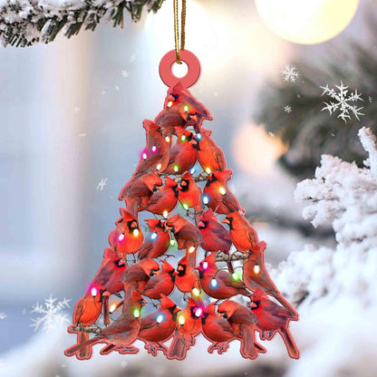 Cardinal Lovely Tree Christmas 2 sides Ornament, Happy Christmas Ornament, Christmas Gift, Christmas Decoration