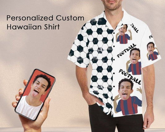 Hawaii Shirt Custom Shirt Soccer Man Hawaiian Shirt, Print Face Hawaiian Shirt, Hawaiian Shirt Gift, Christmas Gift