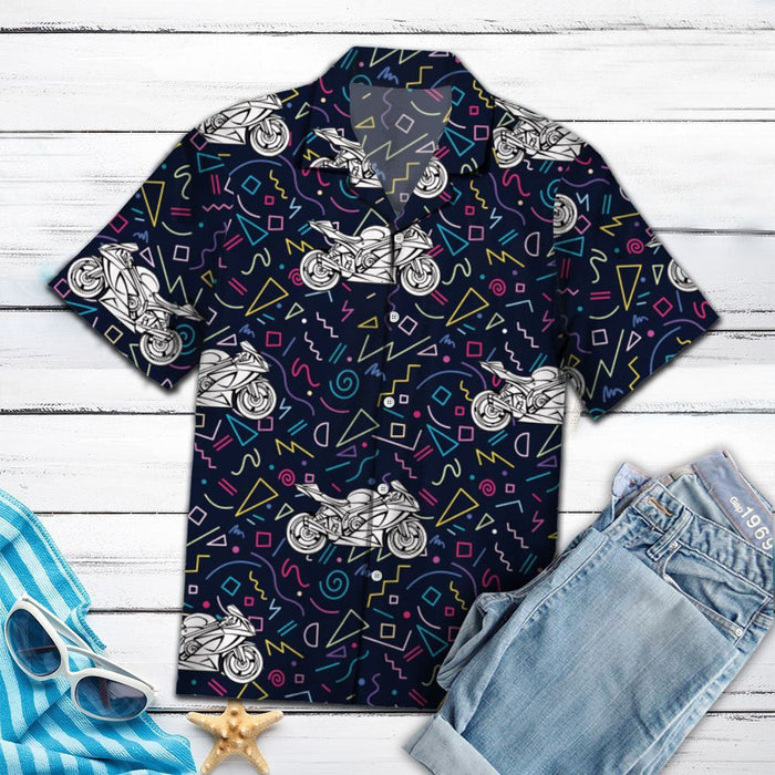 Amazing Motorcycles Funky Geometry Line Hawaiian Shirt, Hawaiian For Gift