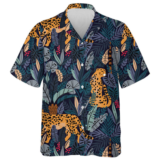 Summer Paradise In Tropical Jungles With Wild Leopard Hawaiian Shirt, Hawaiian Shirt Gift, Christmas Gift
