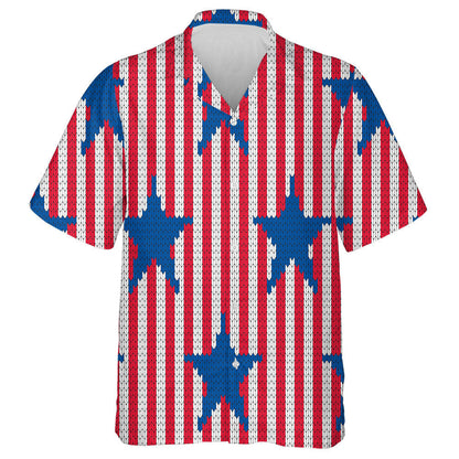 Knitted Style USA Stripes 4th Of July Pattern Hawaiian Shirt, Hawaiian Shirt Gift, Christmas Gift