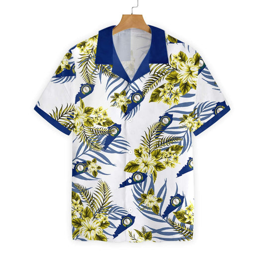 Kentucky Proud On White Background Pattern Hawaiian Shirt, Hawaiian For Gift
