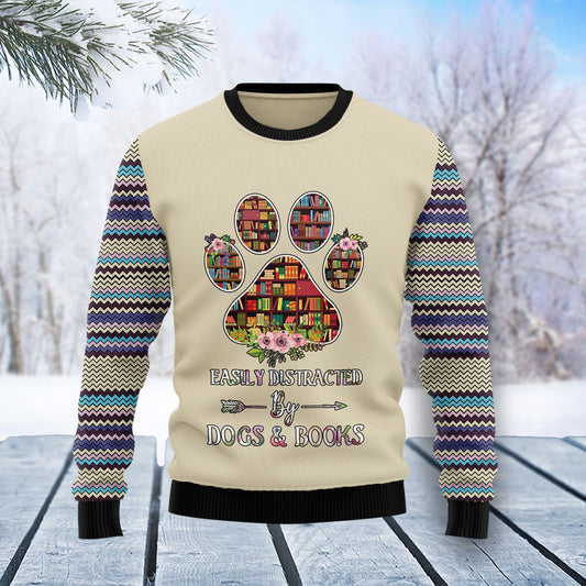 Book And Dogs Ugly Christmas Sweater, Christmas Ugly Sweater,Christmas Gift,Gift Christmas 2022
