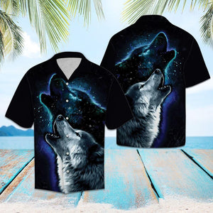 Aloha Shirt Howling Wolf Hawaiian Aloha Shirt Hawaiian Shorts Beach Short Sleeve, Hawaiian Shirt Gift, Christmas Gift