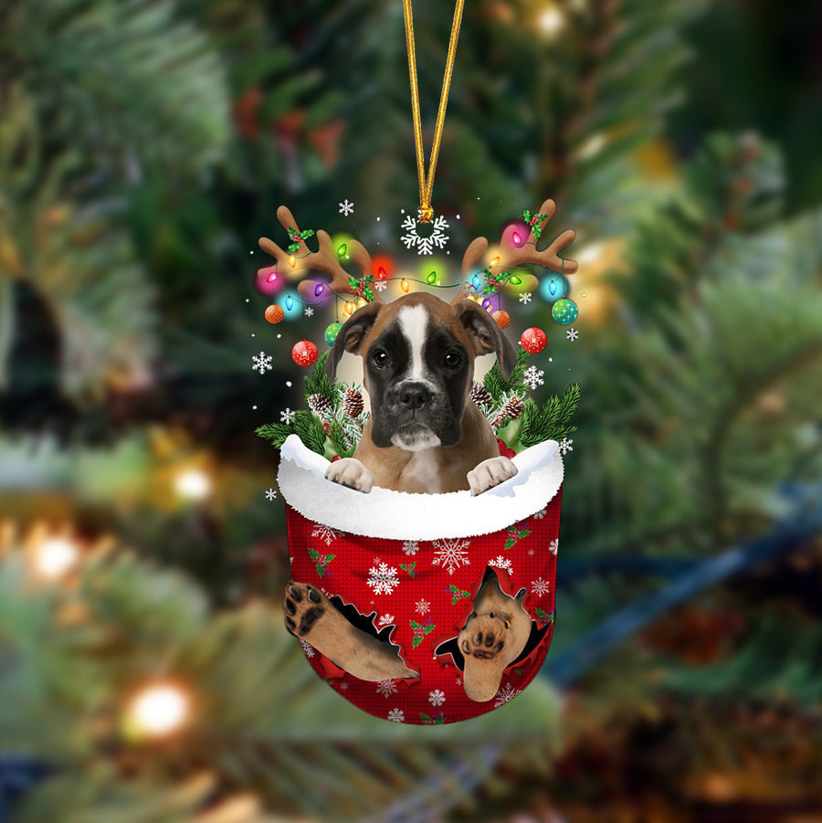 Boxer-In Christmas Pocket Two Sides Christmas Plastic Hanging Ornament, Christmas Ornament Gift, Christmas Gift, Christmas Decoration