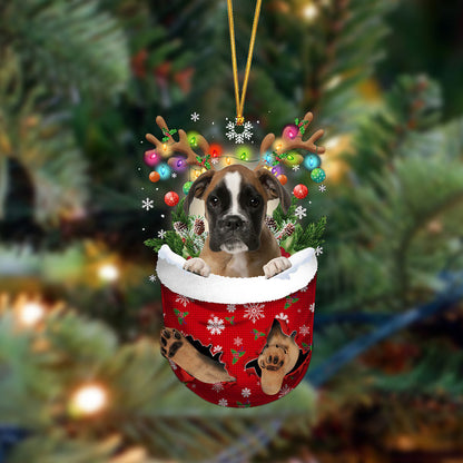 Boxer-In Christmas Pocket Two Sides Christmas Plastic Hanging Ornament, Christmas Ornament Gift, Christmas Gift, Christmas Decoration