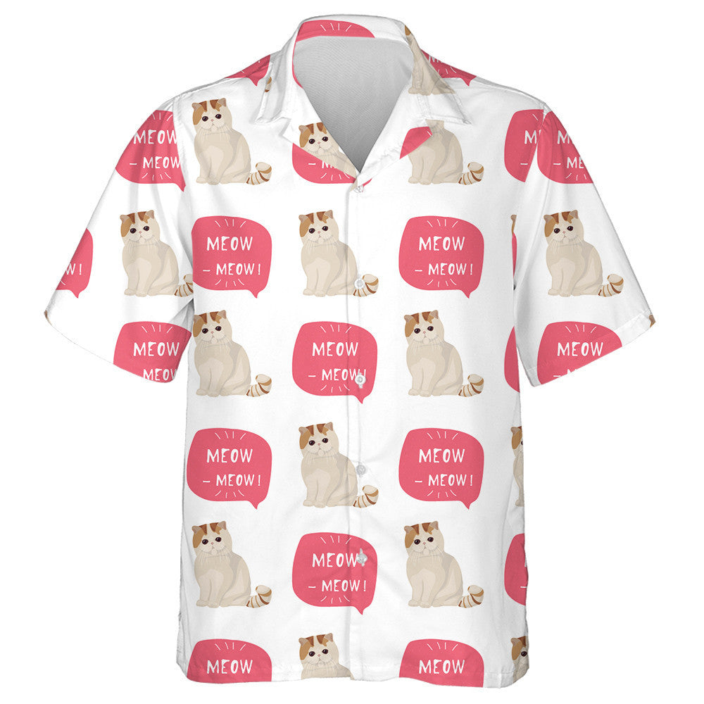 Exotic Shorthair Cat Breed And Meow Word Hawaiian Shirt, Hawaiian Shirt Gift, Christmas Gift
