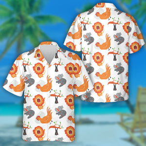 Wildlife With Lion Hippopotamus Bat And Rooster Hawaiian Shirt,Hawaiian Shirt Gift, Christmas Gift