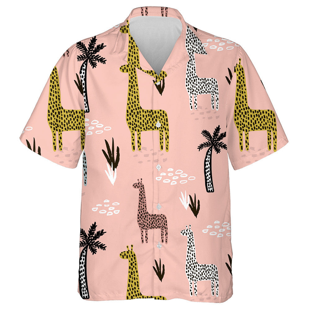 Hand Painting Color Dot Giraffe On Pink Background Hawaiian Shirt, Hawaiian Shirt Gift, Christmas Gift