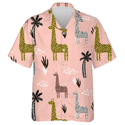 Hand Painting Color Dot Giraffe On Pink Background Hawaiian Shirt, Hawaiian Shirt Gift, Christmas Gift