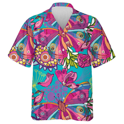 Theme Mystical Bright Summer Of Butterflies And Flowers Hawaiian Shirt, Hawaiian Shirt Gift, Christmas Gift