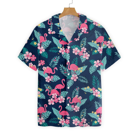 Blue Tropical Flamingo 02 Pattern Hawaiian Shirt, Hawaiian For Gift