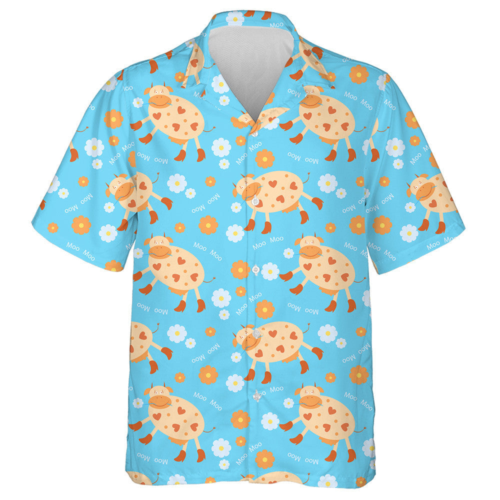 Funny Cow In Boots On A Blue Background Hawaiian Shirt, Hawaiian Shirt Gift, Christmas Gift