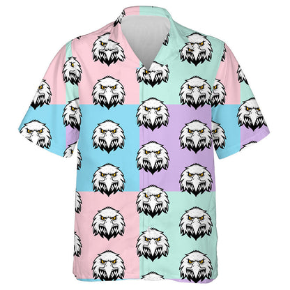 Angry Eagle Head On Pastel Color Background Hawaiian Shirt, Hawaiian Shirt Gift, Christmas Gift
